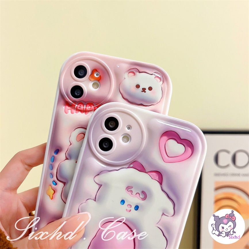 Untuk Redmi 12C 10C 10A 9T 9C Note 12 11s 11 10 9 8Pro10 9A 9 Xiaomi 12Lite 11Lite 11T 10T Poco M3 M4 F3 X4 X3Pro NFC 3D Vision AirBag Case Lucu Permen Beruang Soft Cover