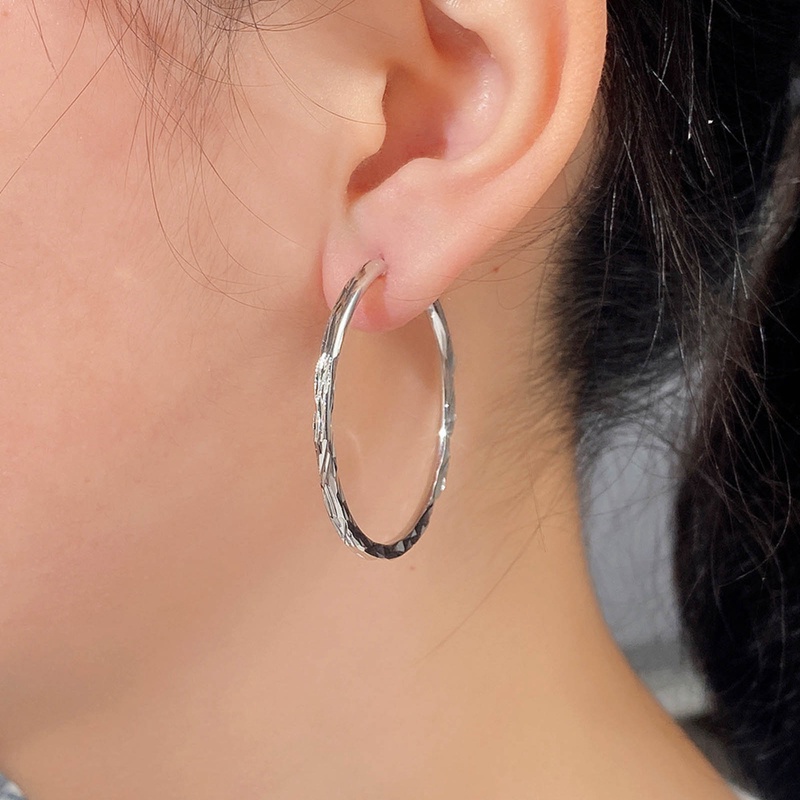Eternity Wanita Hoop Earrings Metal Warna Emas Tekstur Yang Indah Anting Lingkaran Serbaguna Perhiasan Klasik
