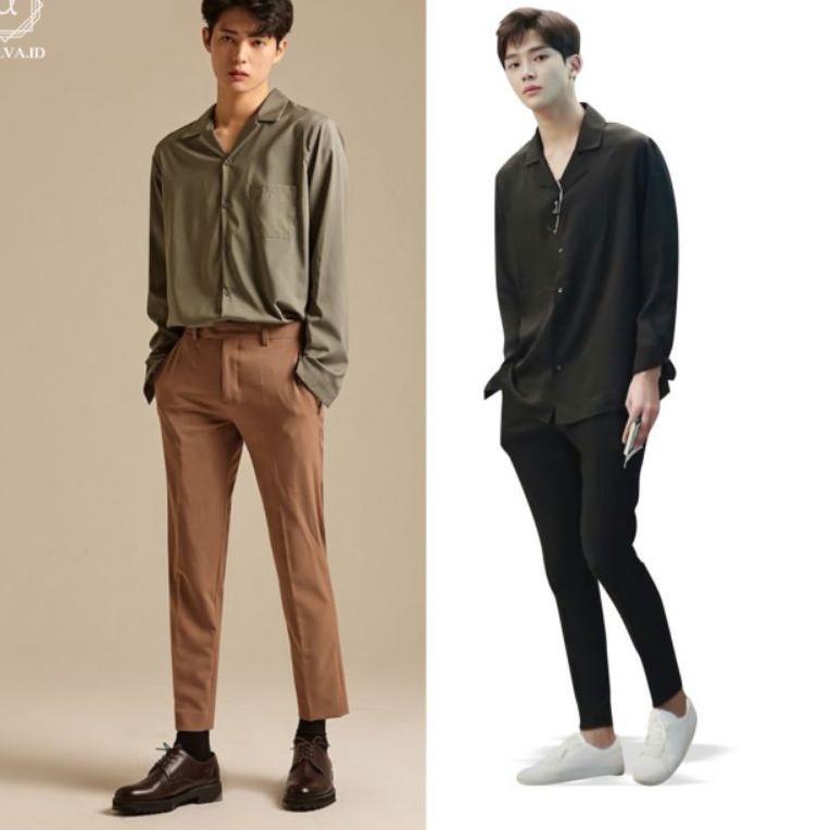 TERPERCAYA BASIC KEMEJA POLOS PRIA LENGAN PANJANG OVERSIZE WANITA PRIA CASUAL KEMEJA RAYON OPEN COLL