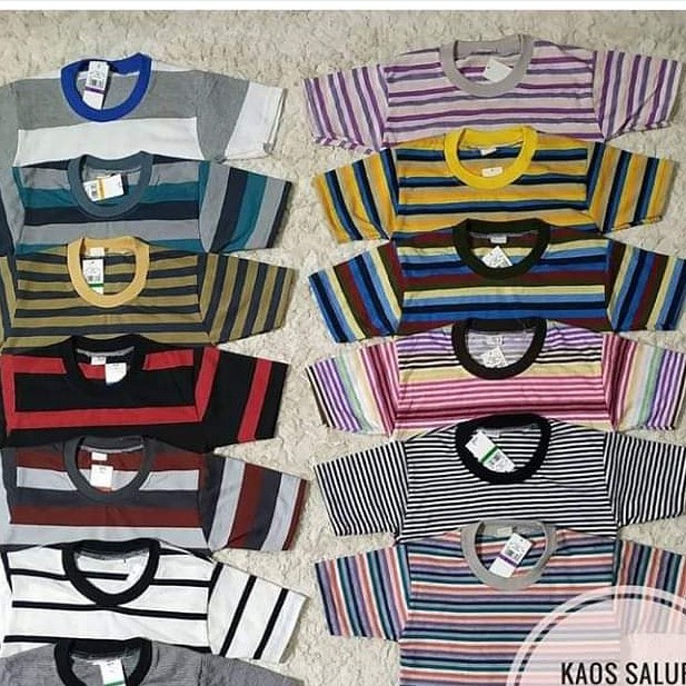 Kaos salur  Anak Laki Laki Unisex Umur 1-10 Tahun Bahan Katun Combed 30s