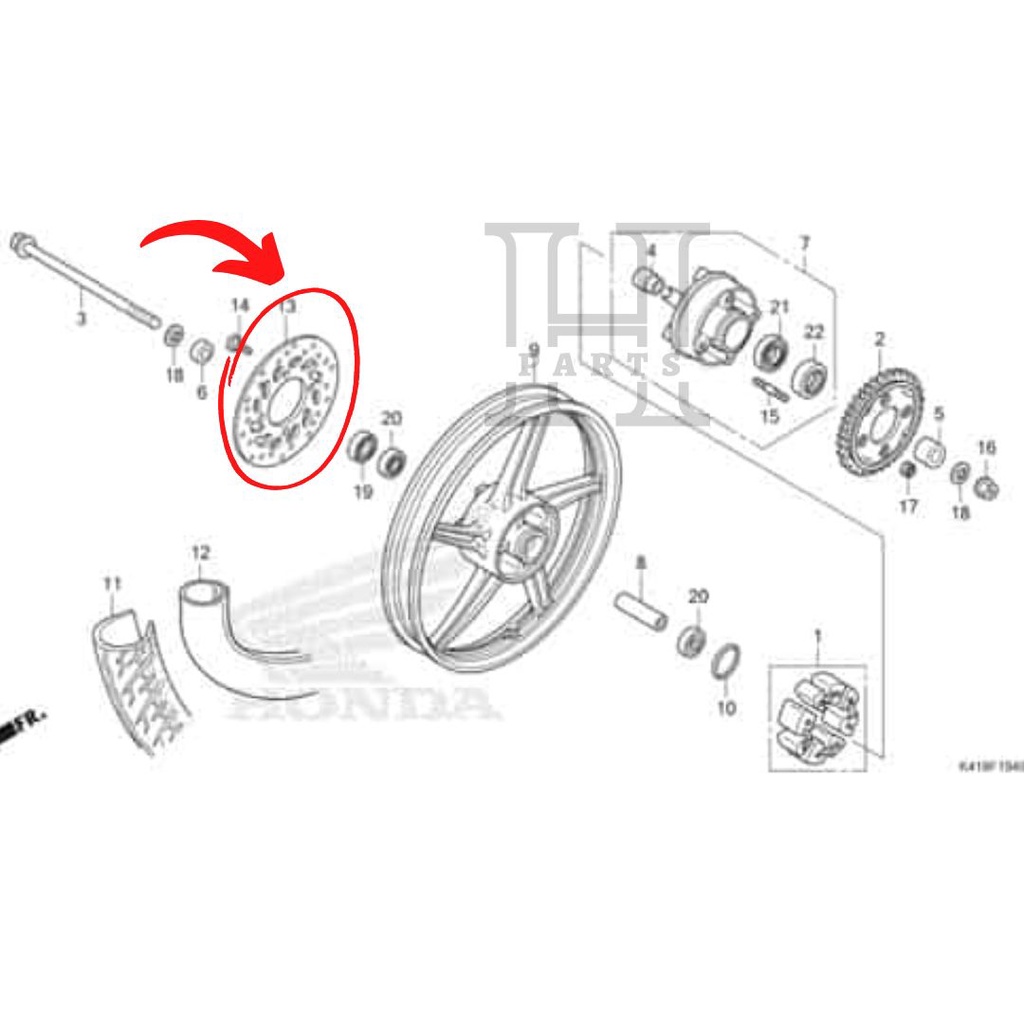 PIRINGAN REM CAKRAM BELAKANG DISK RR BRAKE NEW BLADE SUPRA X 125 FI KARBURATOR 43351-KTM-N32 ASLI ORIGINAL AHM HGP HONDA