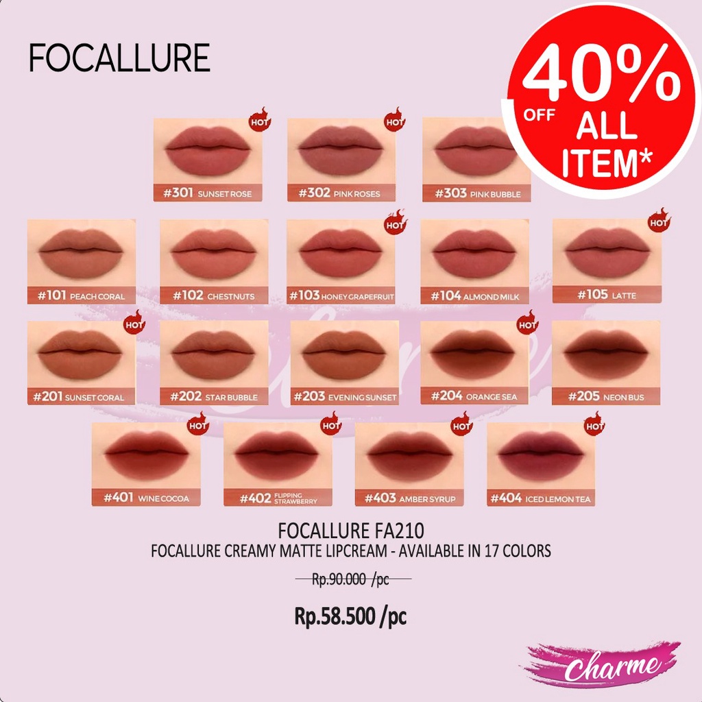 (READY&amp;ORI) Focallure Velvet Creamy Matte Lipcream AmberGold Sponge Lip FA210 FA 210