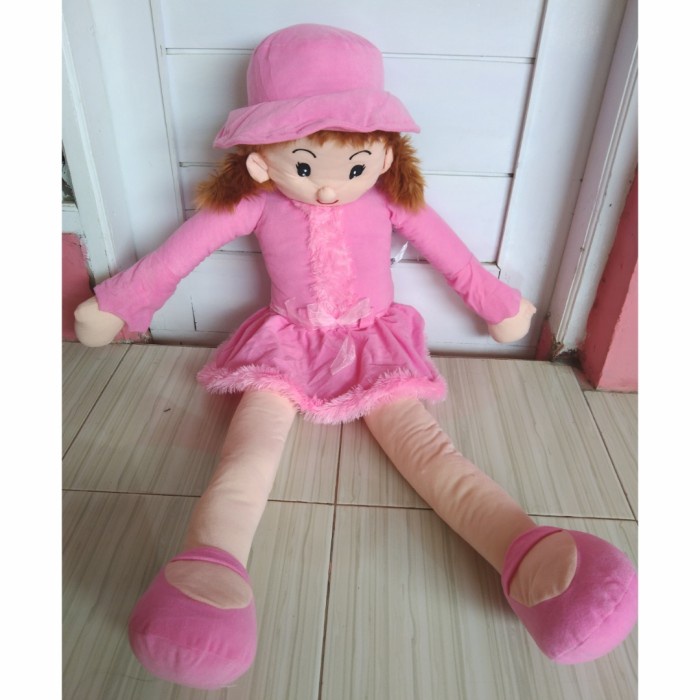 ✨ BISA COD ✨ BONEKA CINDY CINDI TOPI JUMBO BESAR 1,2 METER PINK BIRU - Merah Muda