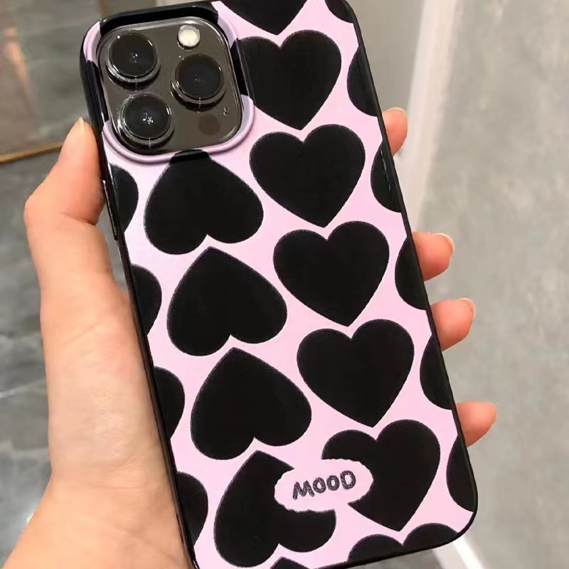 IPHONE Ins Pola Hati Cocok Untuk Iphone14 14pro 14plus 13 13mini 13pro 13prm iPhone12 7Plus 8Plus Xr XS 13 12mini Pro Max Empat Sudut Casing Ponsel Tahan Guncangan