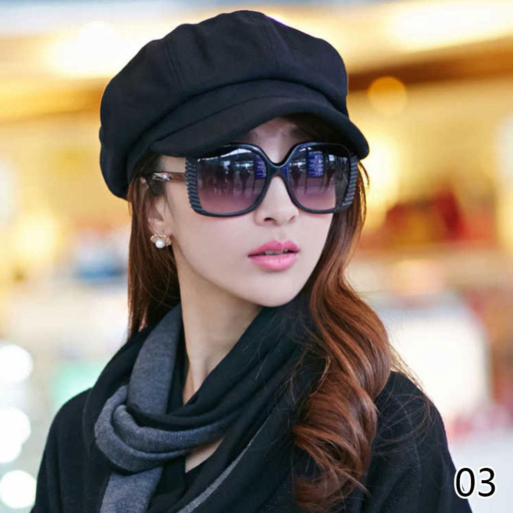 Timekey Wanita Newsboy Caps Octagonal Baker Peaked Beret Driving Hat Topi Tabir Surya Perempuan Pelukis Topi Tur A1X2