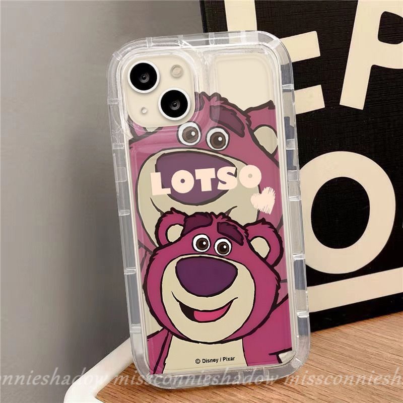 Oppo A17 A15 A95 A7 A3s A57 A54 A16s A12E A5s A16 A77 A35 A55 A74 A9 A53 A33 A32 A77s A1K A12 A15s A17K A16K A11 A52 A72 A92 A5 Cute Strawberry Bear Kartun Manyo Soft Airbag Cover