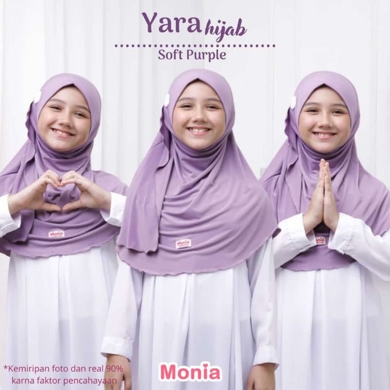 Yara Hijab by Monia Hijab Kids Soft purple size MLXL | Hijab Instant Anak Terlaris