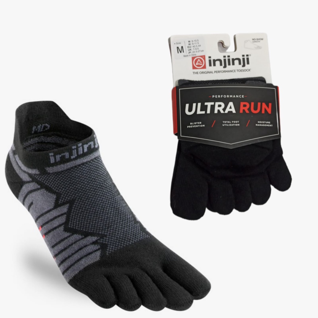 INJINJI ULTRA RUN No Show SIZE M - kaos kaki anti blister - ONYX