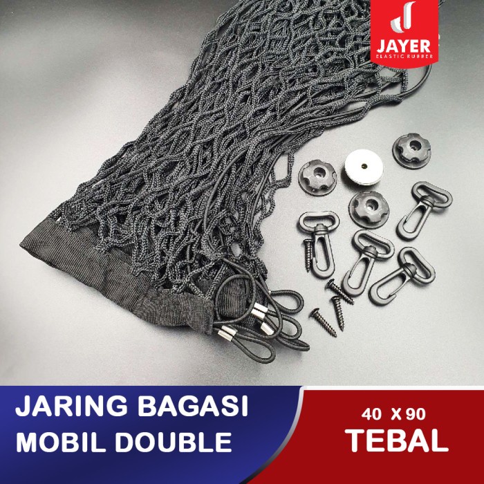 Jaring Mesh Bagasi Mobil Hitam 2 Layer Tebal Flexibel dan kuat