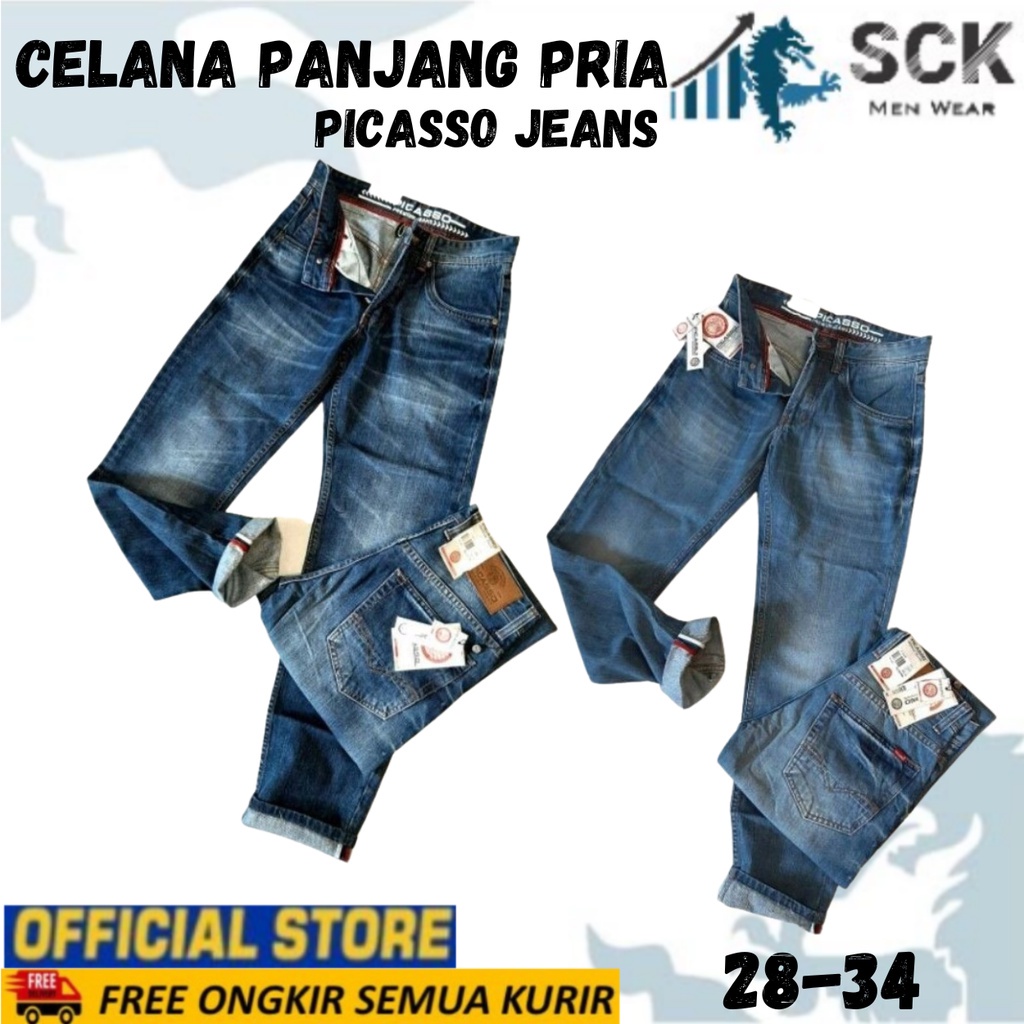 Celana Jeans Pria PICASSO Reguler Denim Kode 421 A, 421 B, 421 C, 421 F Ukuran 28-34 Reguler / Celana Jeans Pria  - sckmenwear GROSIR