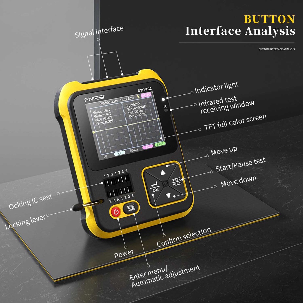 (BISA COD) FTIHSHP FNIRSI 2in1 Transistor Tester &amp; Digital Oscilloscope Handheld - DSO-TC2