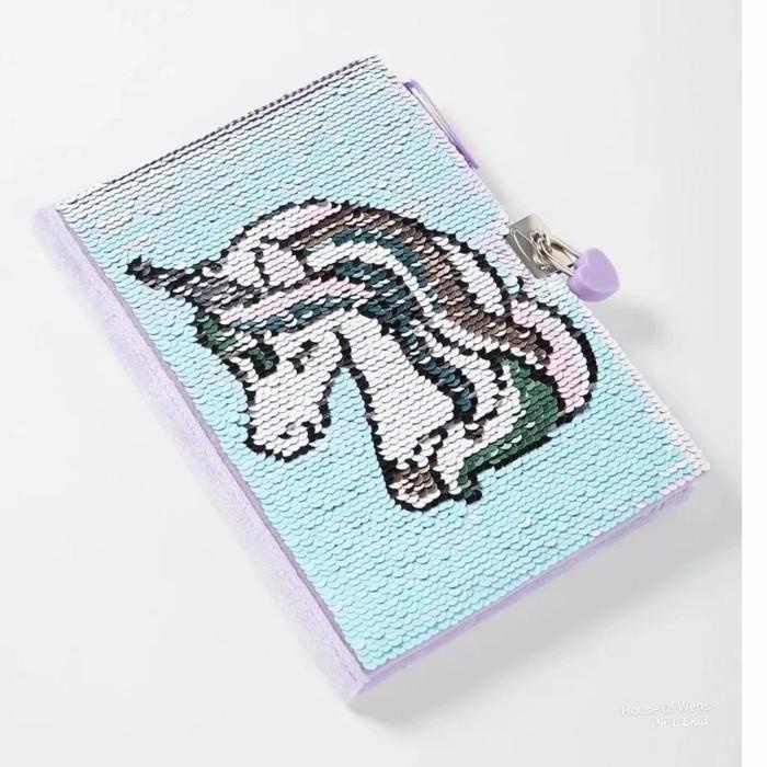 

JUSTICE FLIP SEQUIN UNICORN JOURNAL DIARY WITH LOCK ORIGINAL