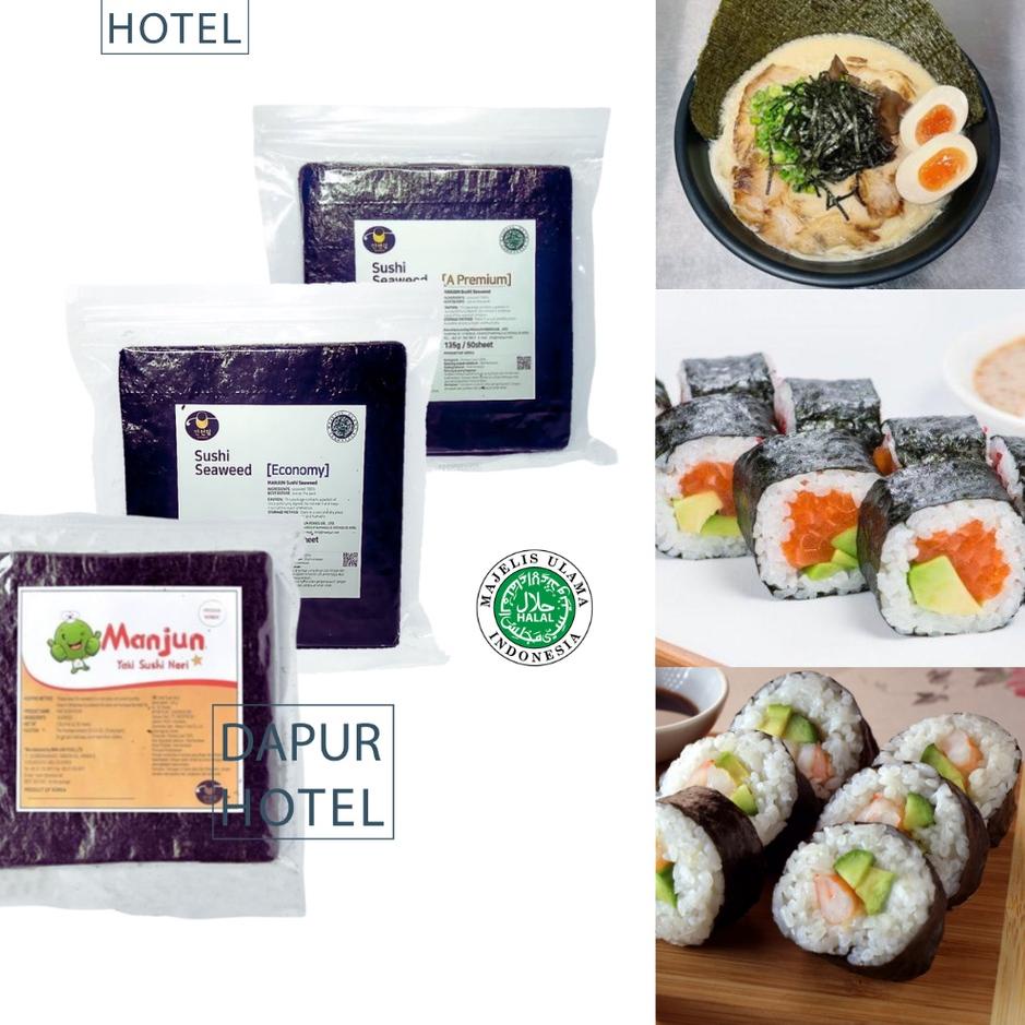 

✦ MANJUN Sushi Nori Kimbab 50 S Halal │ Nori Gimbab Import Lembar Rumput Laut-- ♥