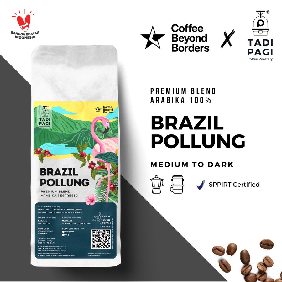 

Brazil Pollung Premium Blend Espresso Roast Bean Coffee Biji Kopi 1 kg