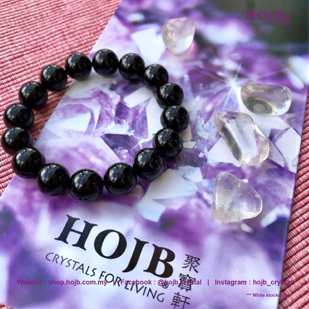 Gelang Natural Black Tourmaline 4A Beads Bracelet 4-10mm