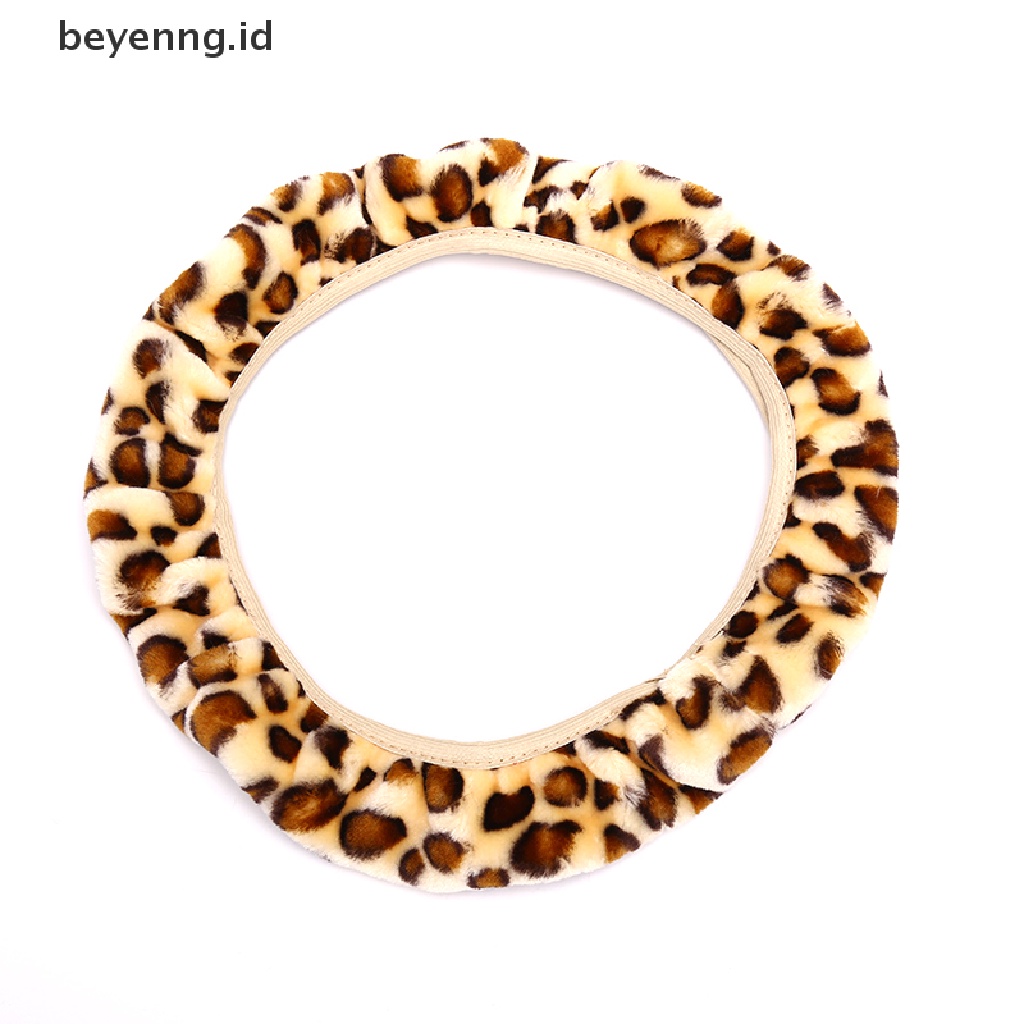 Beyen 3Pcs / Set Leopard Fluff Plush Steering Wheel Cover Winter Car Accessories ID