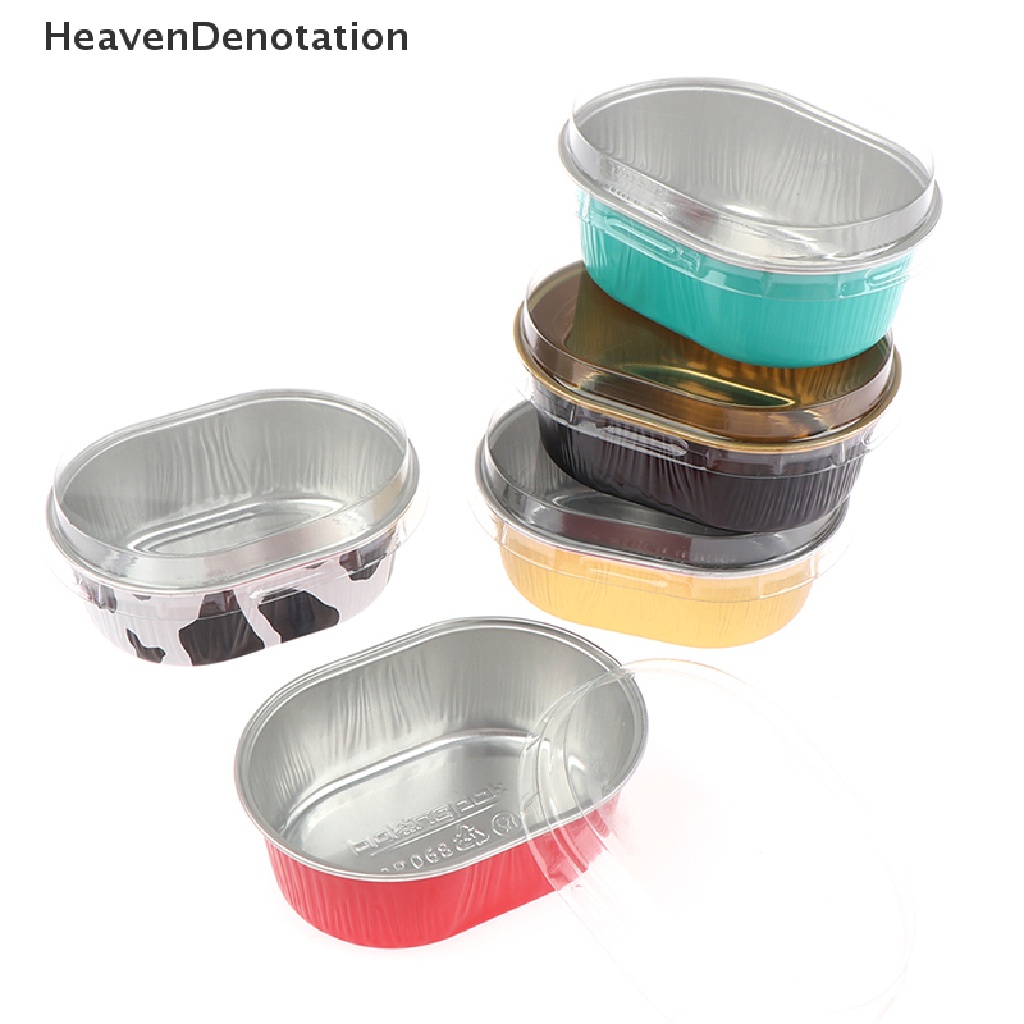 [HeavenDenotation] 10pcs Aluminium Foil Baking Cup Tahan Panas Kue Cups Cetakan Dengan Tutup Cupcake HDV