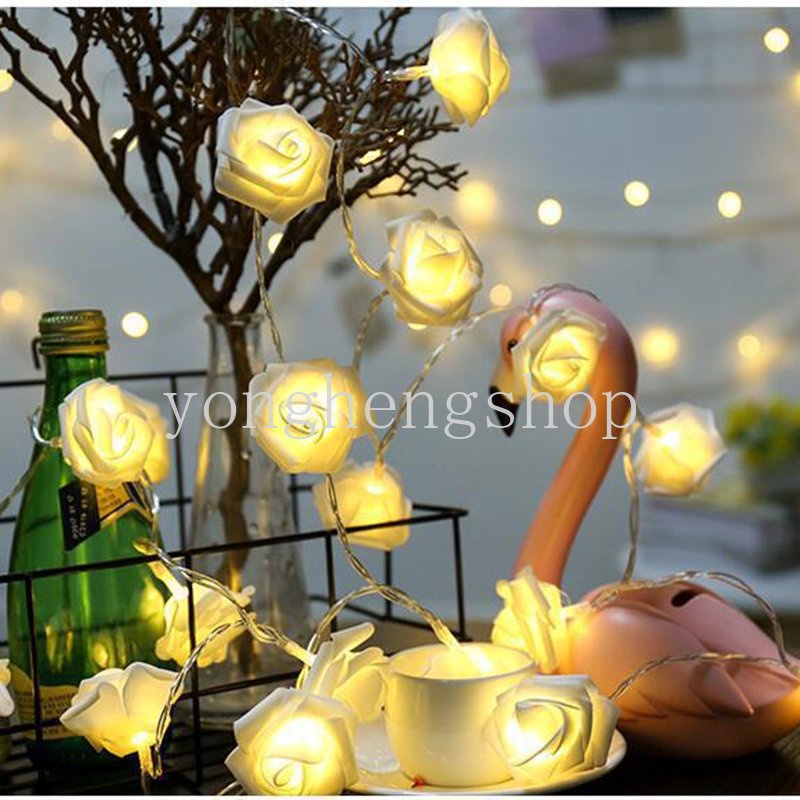 Lampu String LED 1.5M Bentuk Bunga Mawar Tenaga Baterai Untuk Dekorasi Pesta Pernikahan