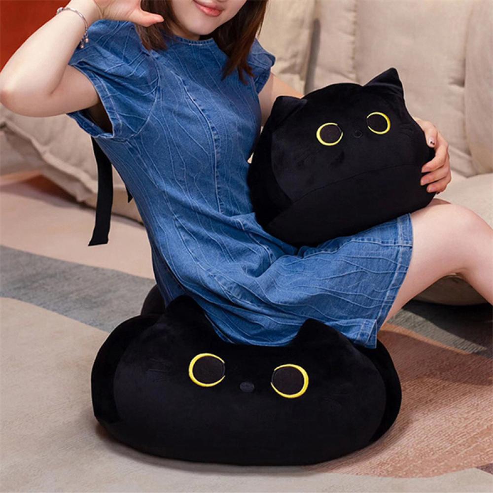 Timekey8 /30/40cm Kawaii Black Cat Plush Toys Boneka Kartun Hewan Lucu Bantal Dekorasi Rumah Cuddly Plushie Untuk Anak Laki-Laki Perempuan Anak Kids S7V3