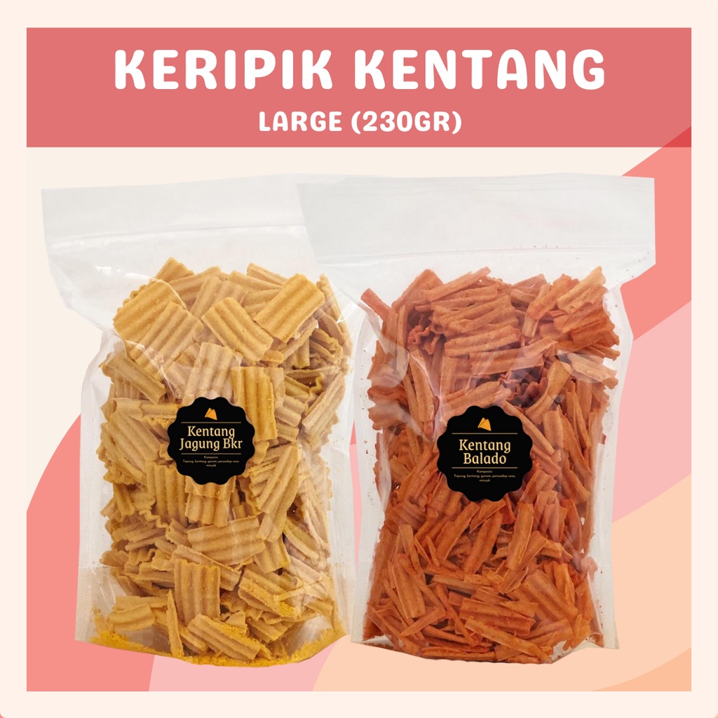 [DELISH SNACKS] Keripik Kentang Balado / Jagung Bakar (L) 230gr / Snack Cemilan Camilan