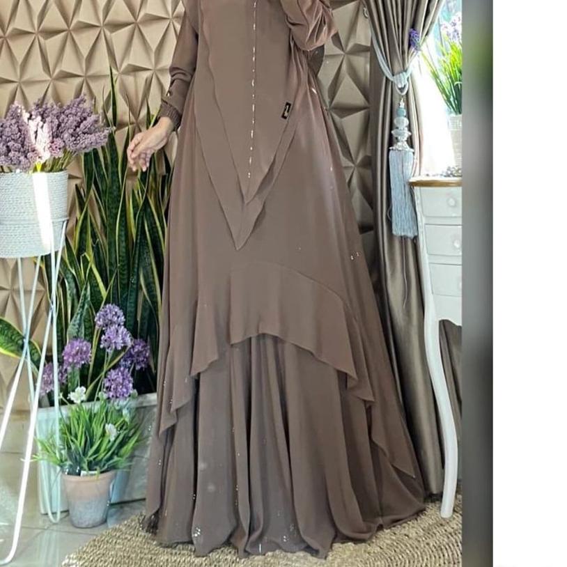 ✶ Gamis Ceruty Polos Set Khimar Big Sale Busana Muslim Kirani Syari Plus Jilbab Gamis Ceruty Babydol