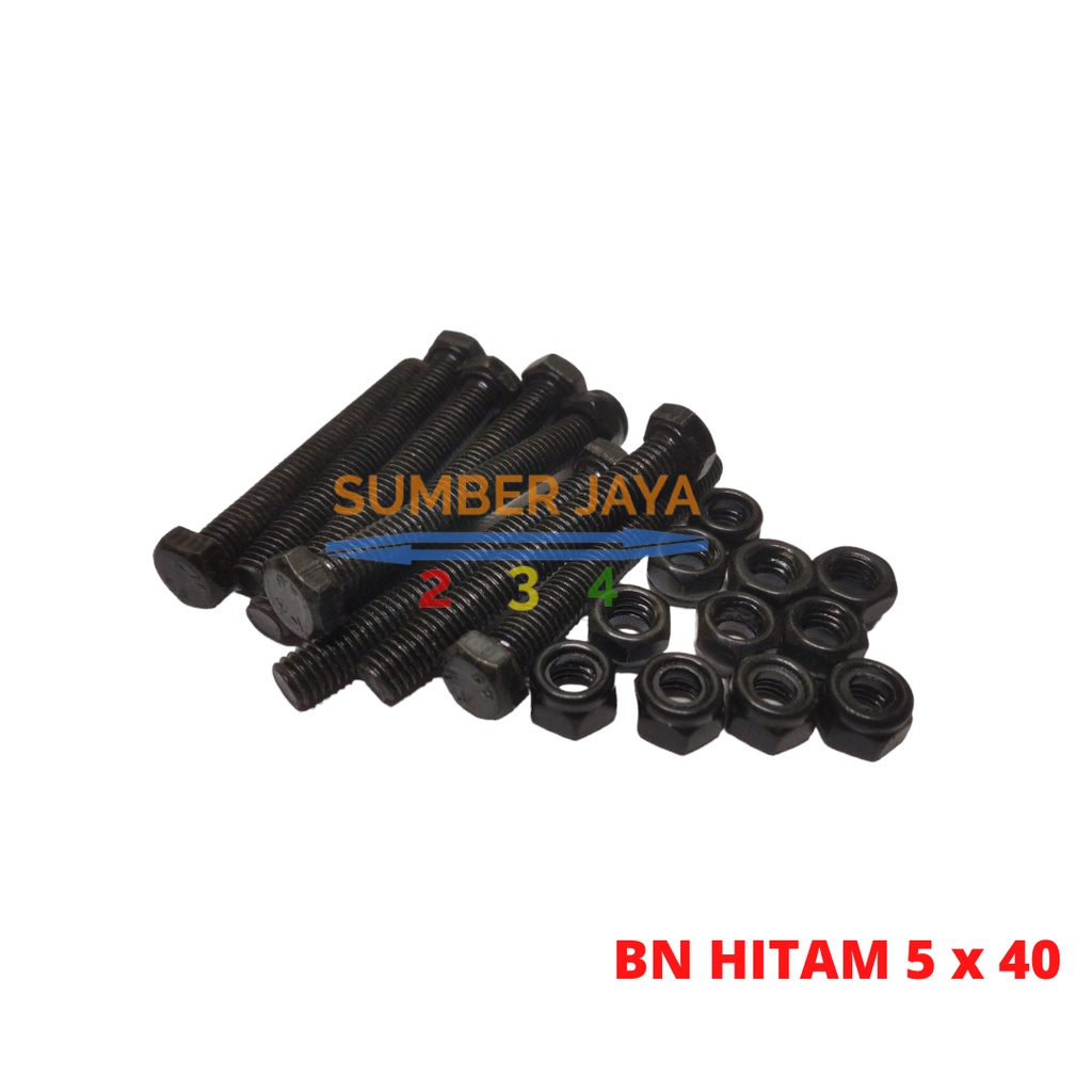 Baut mur M5 x 40 Hitam / BMH 5 x 40 TERMURAH
