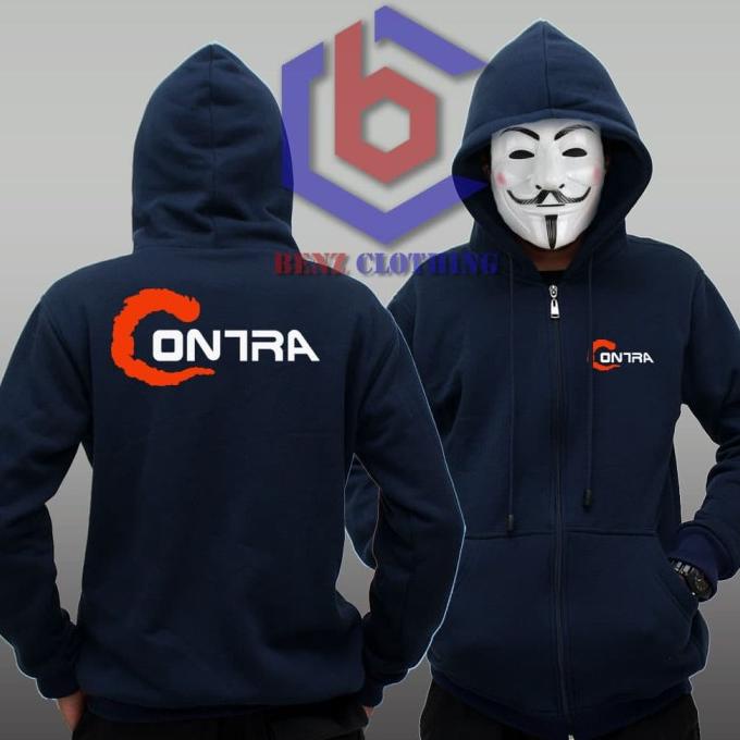 Jaket Hoodie Sweater Contra Outerwear Pria Wanita Zipper Resleting Depan Polos Sablon Polyflek Korea