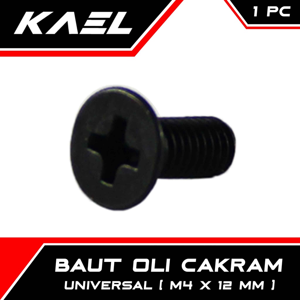 Baut Oli Cakram Universal M4x12mm Honda/Yamaha/Suzuki Beat/Vario/Scoopy/Supra X-Fit/Mio/Jupiter/Grand/Smash Baud Tutup Minyak Rem