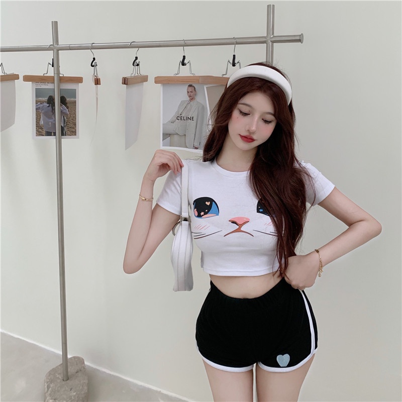 TJM BJ360 Baju Crop Top Atasan Wanita Lengan Pendek Korean Syle