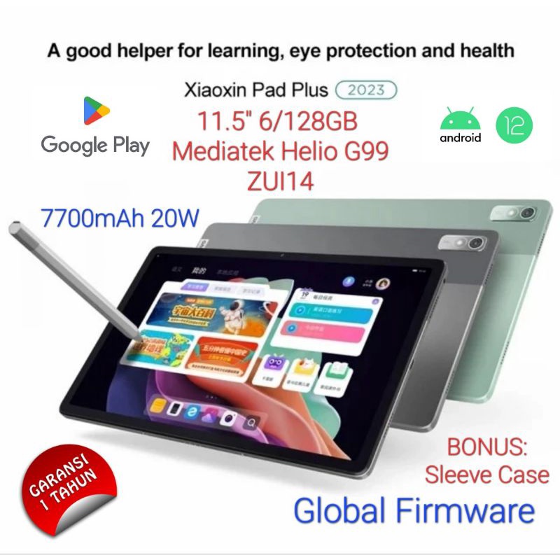Lenovo Xiaoxin Pad Plus 2023 11.5&quot; 6/128GB Mediatek Helio G99 ZUI14 7700mAh Android 12 Wifi Global Firmware