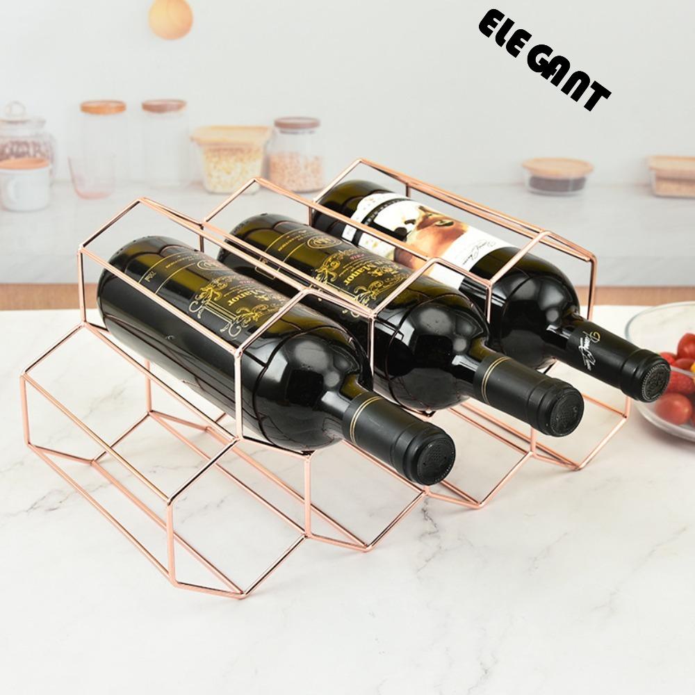 [Elegan] Rak Wine Metal Modern Barware Shelves Penghemat Tempat Hexagon Hias Penyimpanan Botol Anggur