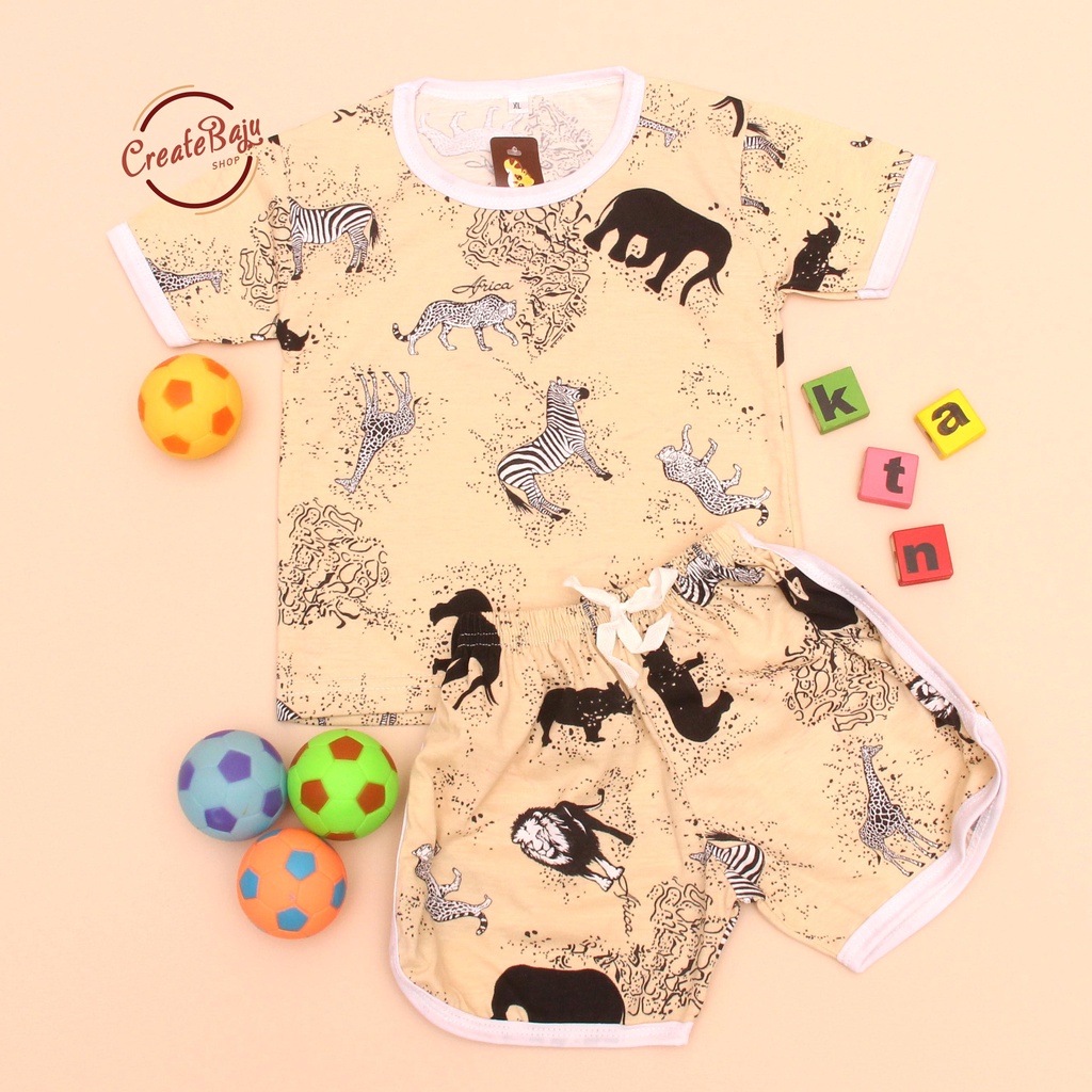 PROMO 7.7 SETELAN ANAK MOTIF ANIMAL SETELAN ANAK POLOS UNISEX LENGAN PENDEK
