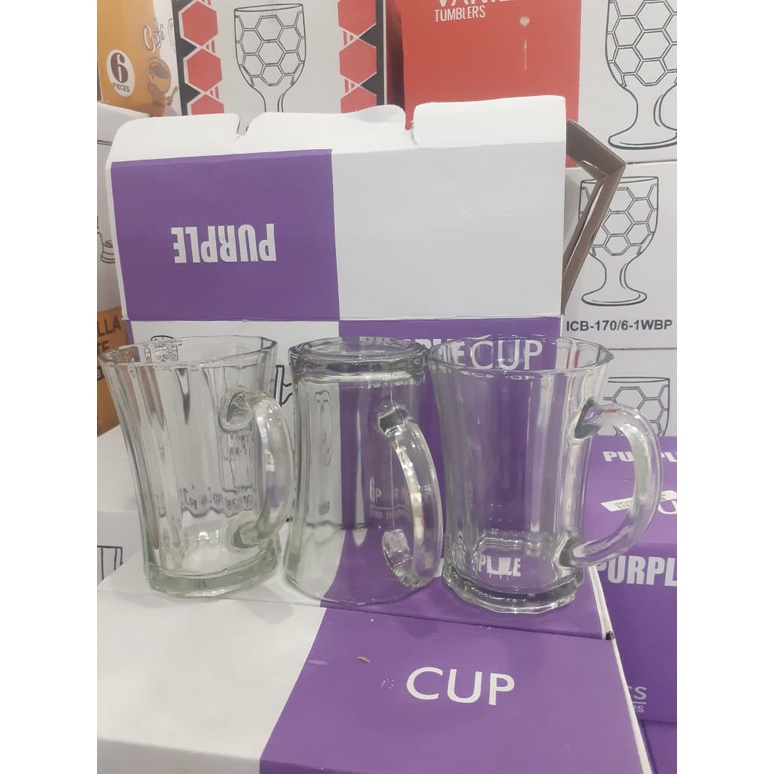 Purple Cup Gelas Tangkai 6Pcs (KPP-7 6-1WBP) / Gelas Cafe / Gelas Kopi / Gelas Teh / Gelas Lusinan /