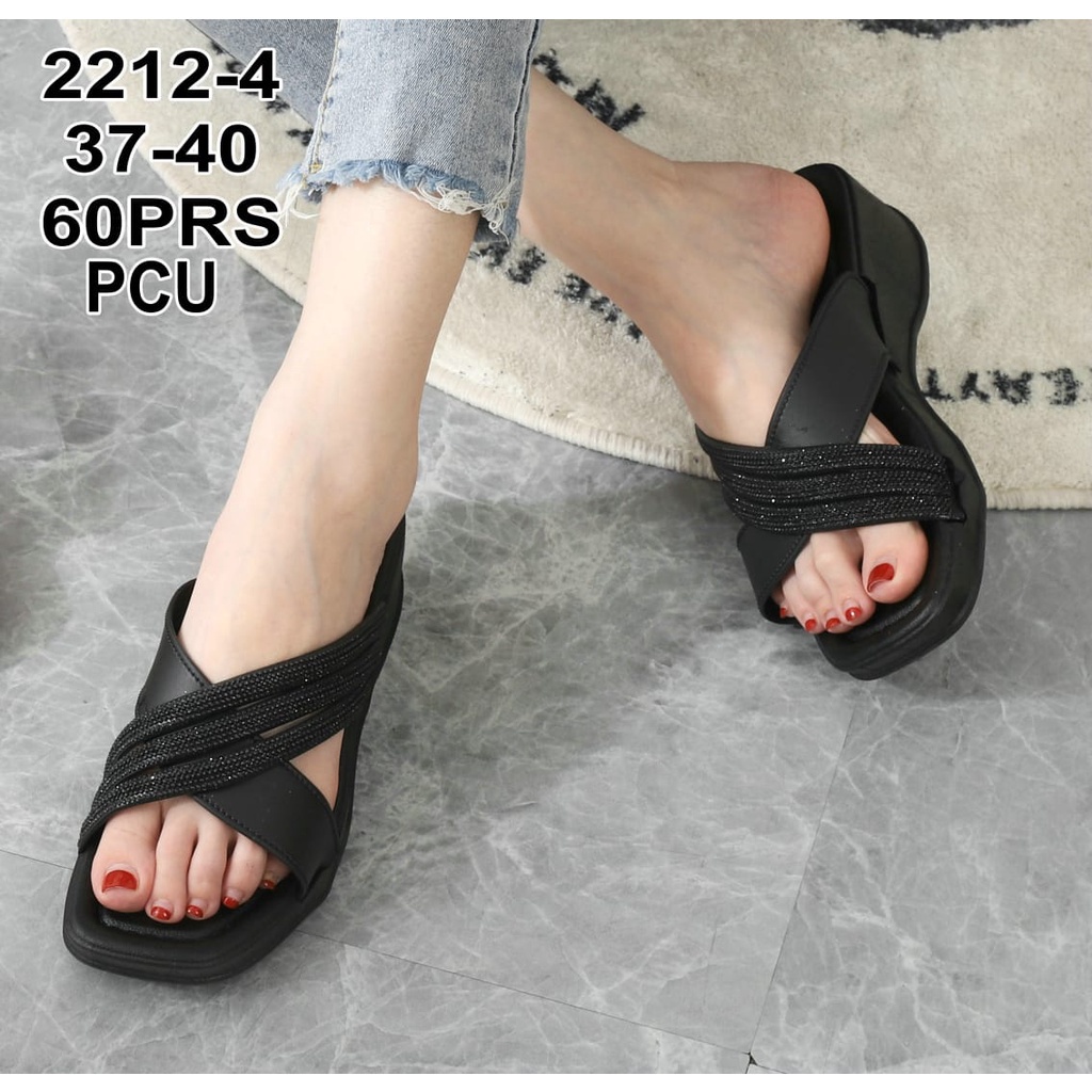 Sandal Wedges Platform Silang Glitter Import Winola Collection WNL 2212-4