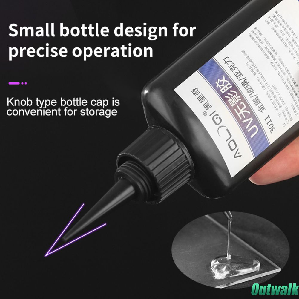 ღ 50Ml Tanpa Lem Uv dengan Cahaya Transparan Cepat Kering Uv Lem Logam Plastik Akrilik Sinar Uv Lem Uv iradiasi Menyembuhkan Cepat Sembuh Lem Cair