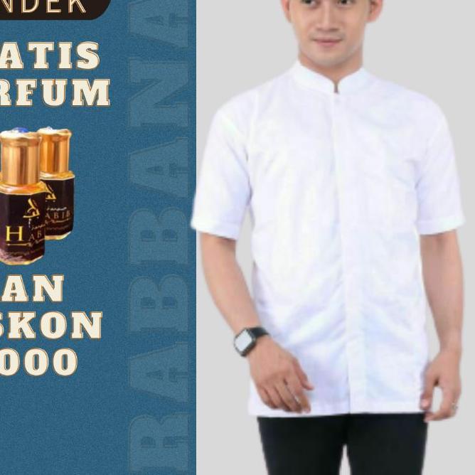 ♨ BAJU KOKO HABAIB PUTIH POLOS LENGAN PENDEK ✧