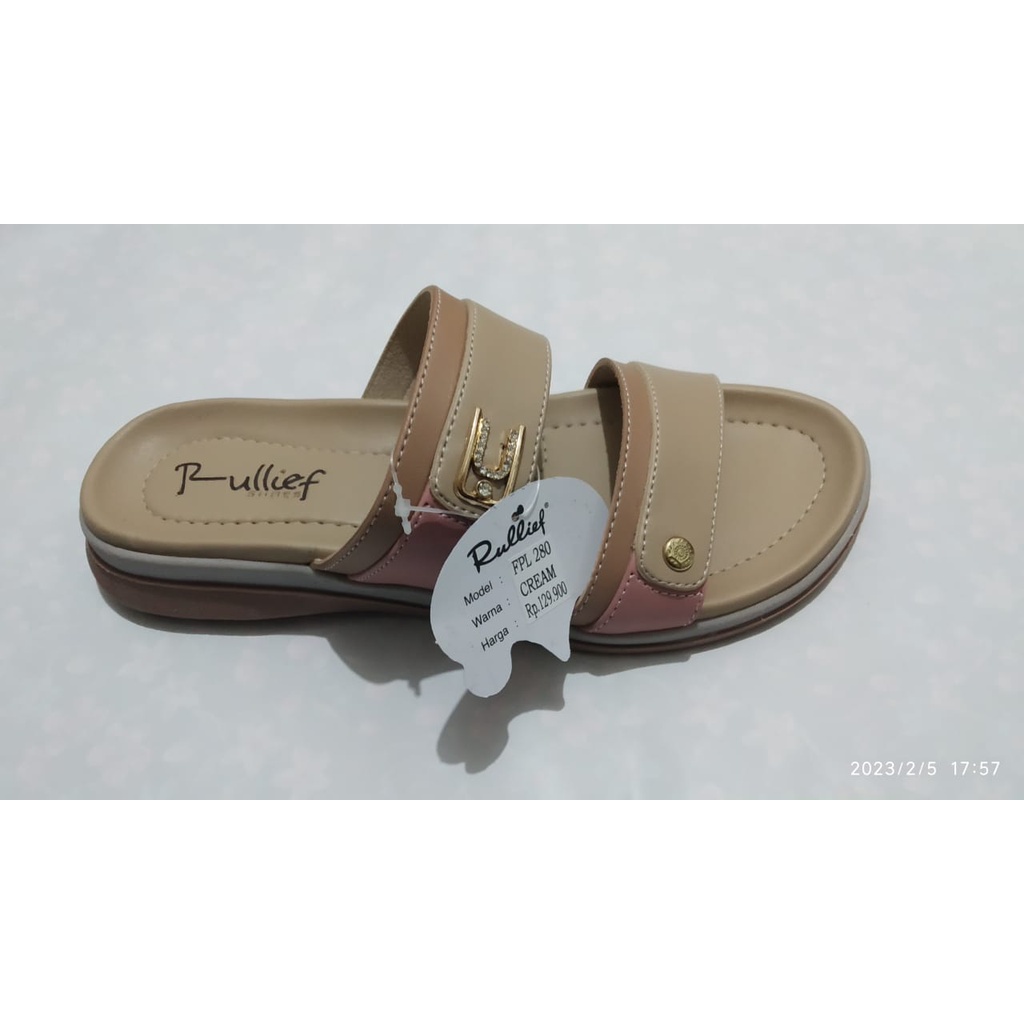 RULLIEF FPL 280 Sandal Slop Wanita Dewasa Warna Cream