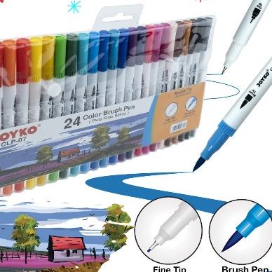 

PROMO Joyko Colour Brush Pen 2 mata CLP 07 Isi 24 (set) ~