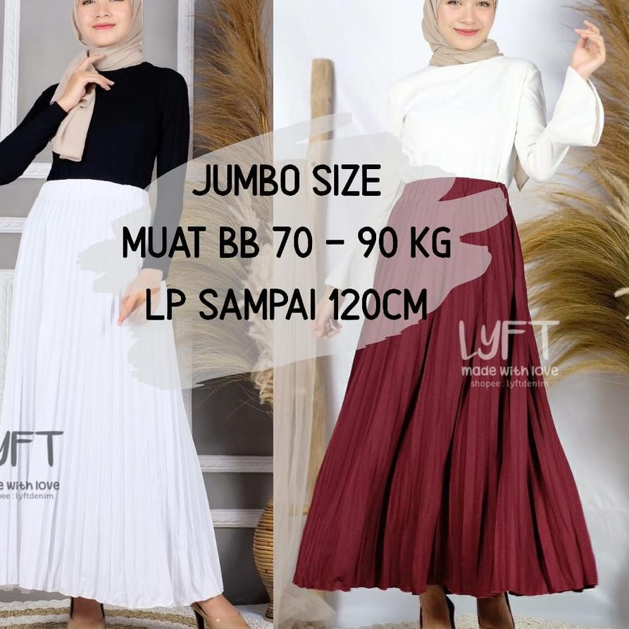 ☼ [PREMIUM PLISKET JUMBO] Rok Plisket JUMBO SIZE MAYUNG Premium Quality /Rok Rempel Panjang / Rok hi
