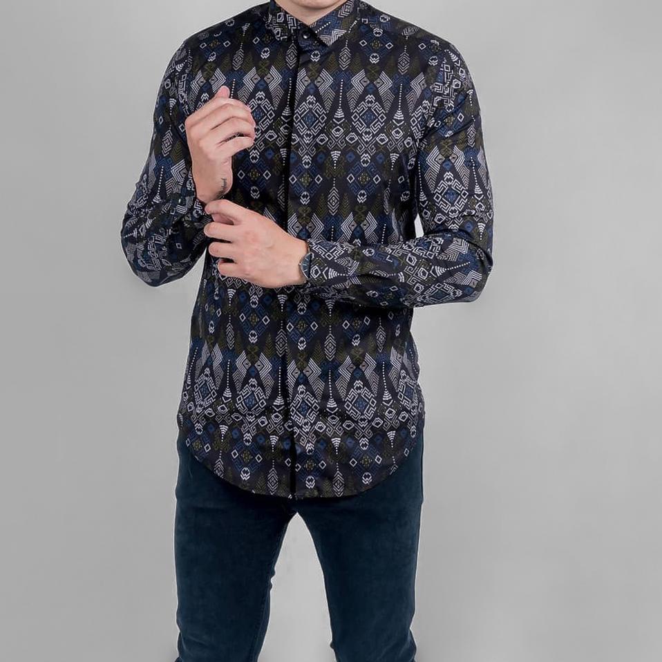 ● DGM Fashion Kemeja Batik Songket Pria Batik Pria Lengan Panjang Batik Premium Batik Songket ✈