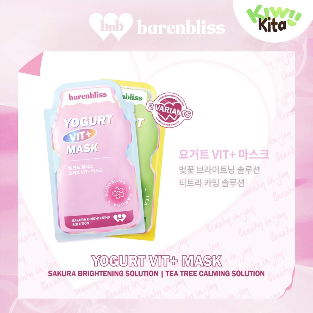 KIWI KITA - BNB barenbliss Yogurt Vit+ Mask - Calming Sheet Mask Korea Essence Serum Masker Wajah Skincare 25ml