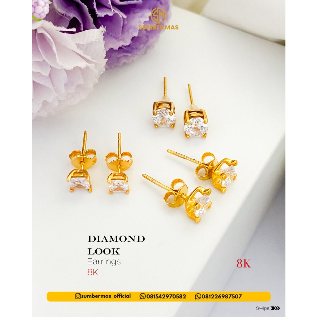 DIAMOND LOOK EARRINGS 8K - SUMBER MAS