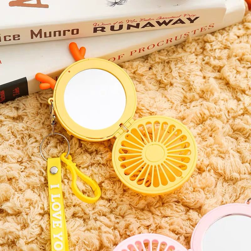 Cermin Makeup Karakter Mini Fan Mirror Usb Charger Cermin Make Up Portable Kipas Cermin Karakter Mini Fan Mirror Usb Charger Cermin Mini Portable Kipas Angin Mini Portable