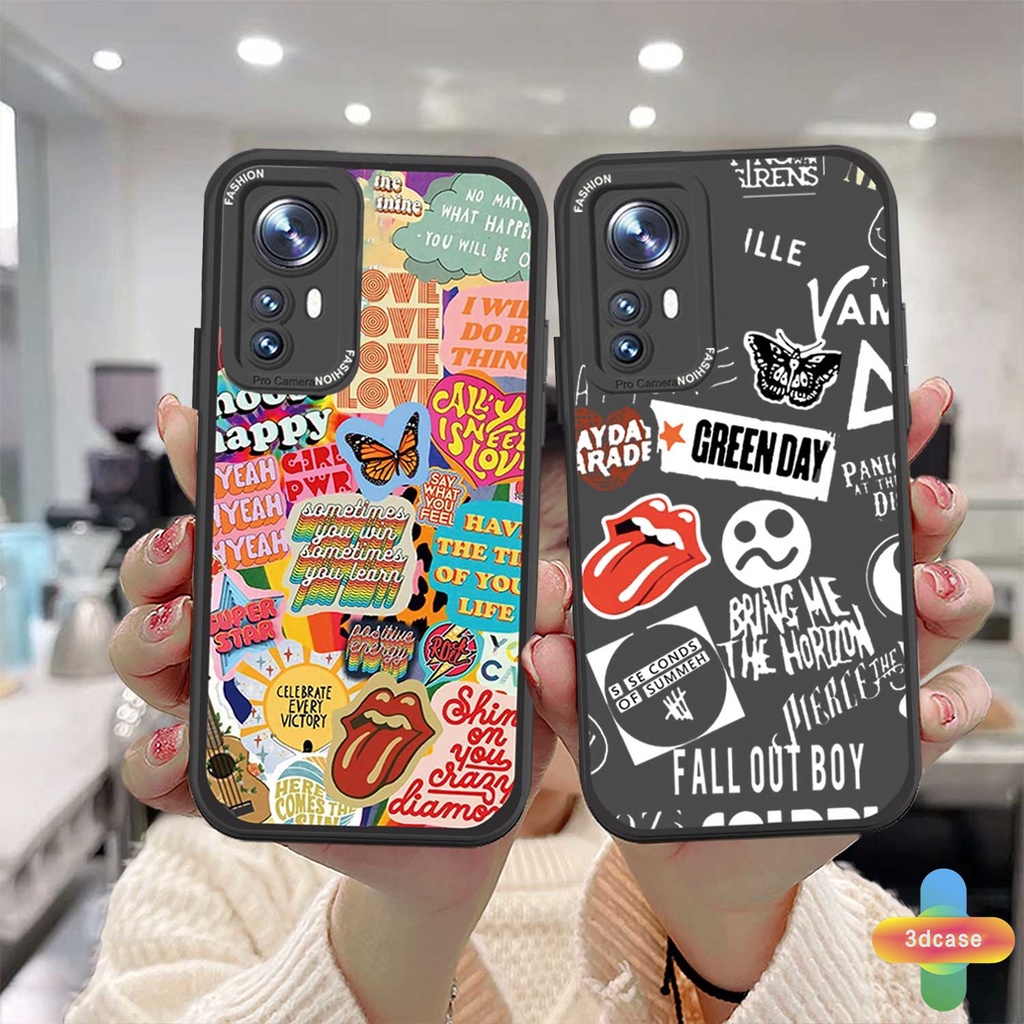 Xiaomi Redmi Note 8 10S 9 10 9 10 PRO MAX 11 9S POCO C3 C31 X3 NFC X3 PRO 9 9C NFC 9A 9i 9T 9AT 9 PRO Power 10X Ins Trendy Merek Sticker Label Kupu-Kupu Huruf Sarung Soft Case