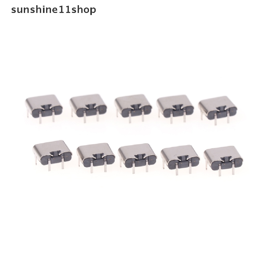 Sho 10Pcs Tipe-C 2Pin Horizontal90° Papan Colokan Quick Charging Type-C Female USB Female Plug-in Connector N