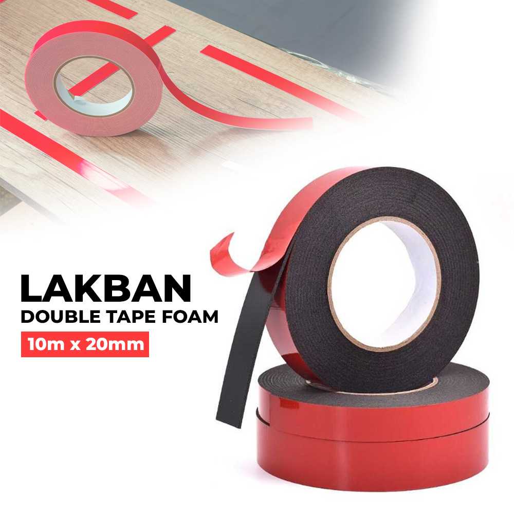 (BISA COD) FTIHSHP Ecihen Lakban Double Tape Foam 10m x 2mm - Ech01