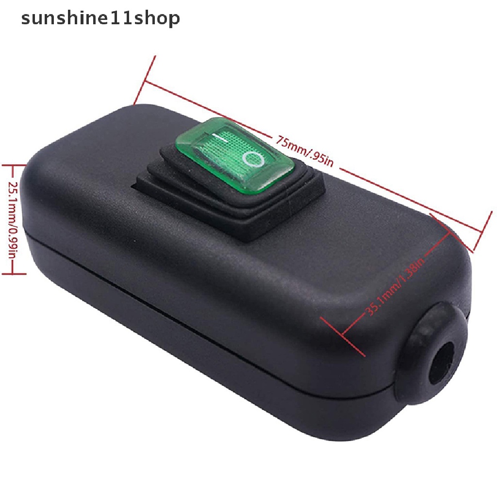 Sho 6A 250VAC Waterproof IP65 Inline Cable Rocker Switch Max AC100~250V Indikator LED N