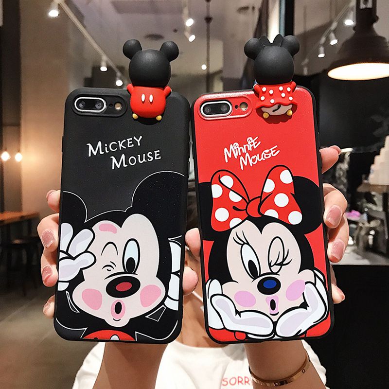 Couple Boneka Silikon Soft Case OPPO A57 A77S A17 A96 A76 A36 A17K VIVO Y21S Y21A Y21E Y21T Y21G Y22S Y35 Y16 Y16 Y02S Redmi 9A 10 Note 9 10 11 Pro Note 10S 11S Mickey Miinie