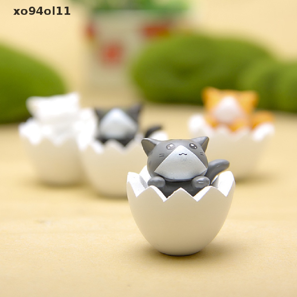 Xo 4PCS/lot Kartun Telur Kucing Malang Kotak Model Kitten Patung Kecil DIY Kucing Miniatur OL