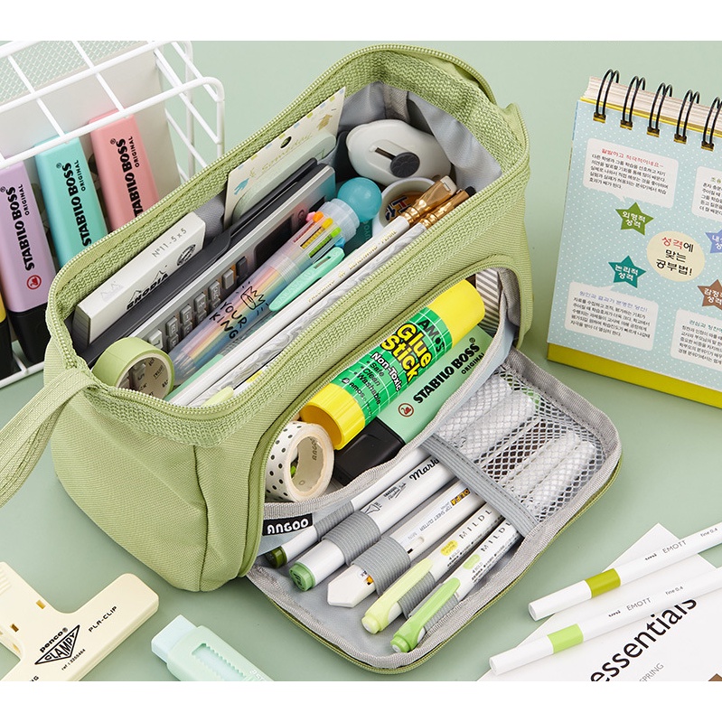 Case Organize Box Kotak Pensil Minimalis Pencil Case Berlapis Aesthetic PVC Soft Colour Unik Lucu Panda Anak Sekolah Tempat Pensil